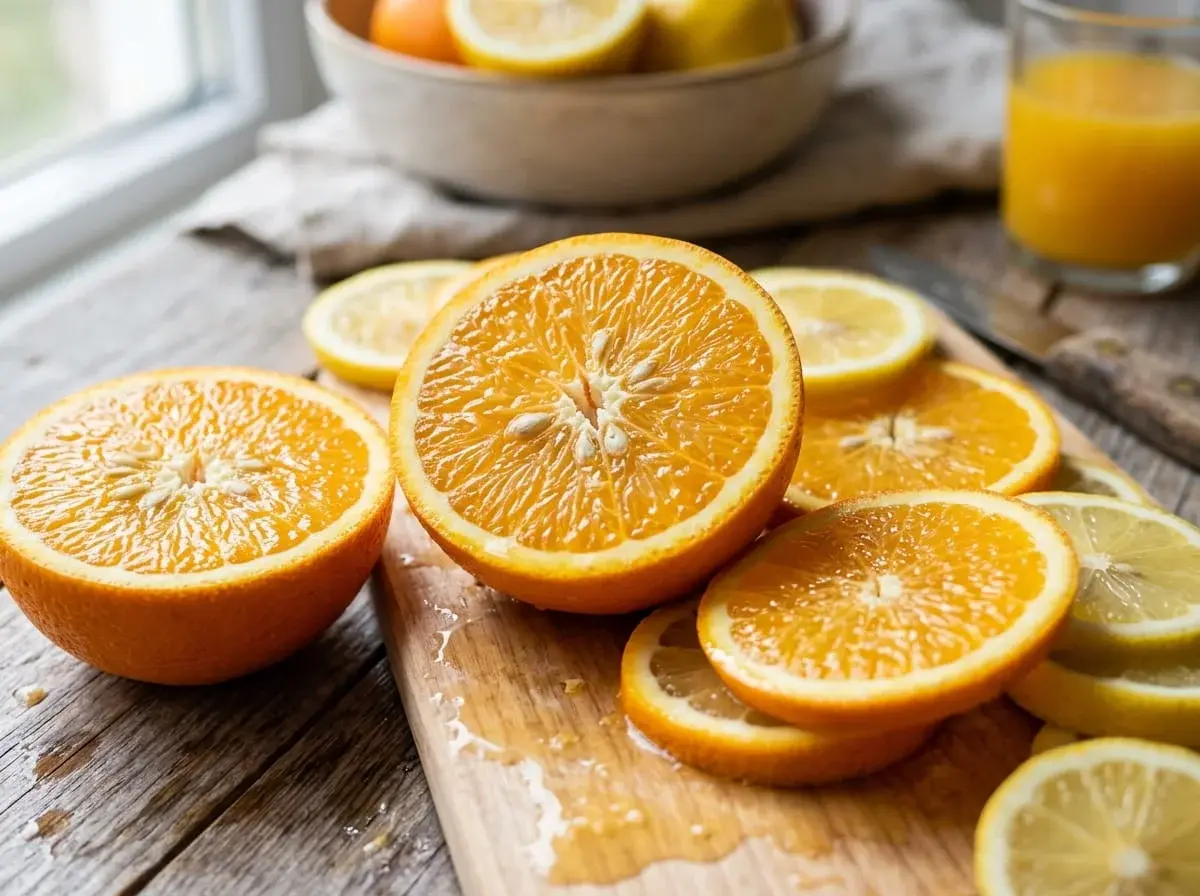 Fresh oranges and citrus slices representing Vitamin C